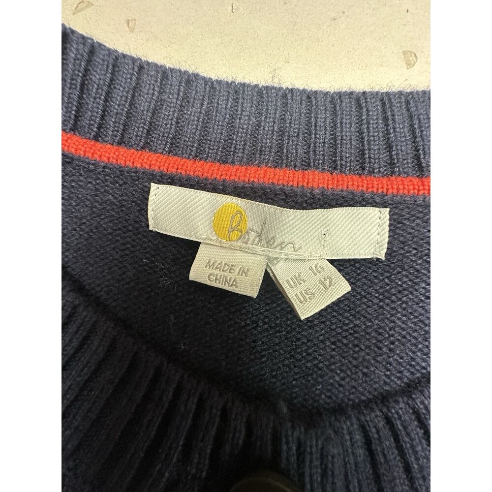 Boden Cardigan Sweater Womens 14 Navy Rainbow Stripe Wool Cashmere Pockets - Picture 7 of 10